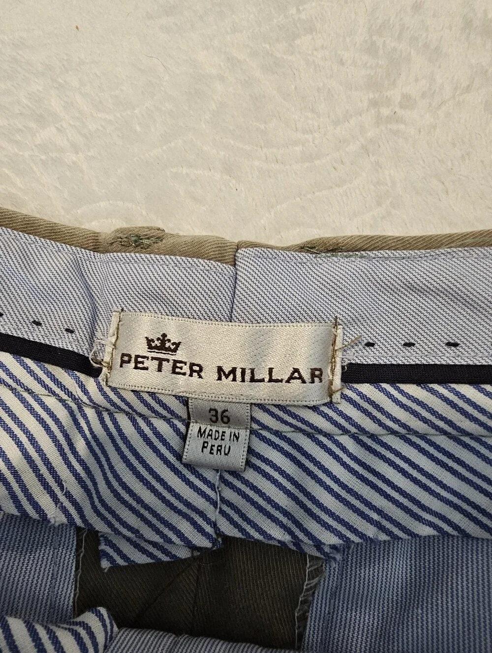 Lot of 2 Peter Millar Men’s Flat Front Chino Golf Shorts Size 36 Tan & Blue euc